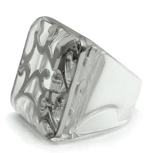 VL012 Rhodium Brass Ring with Synthetic in Clear