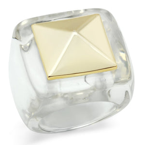 VL015 Gold Brass Ring with Synthetic in Clear - Joyeria Lady