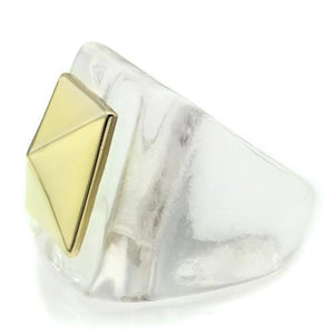VL015 Gold Brass Ring with Synthetic in Clear