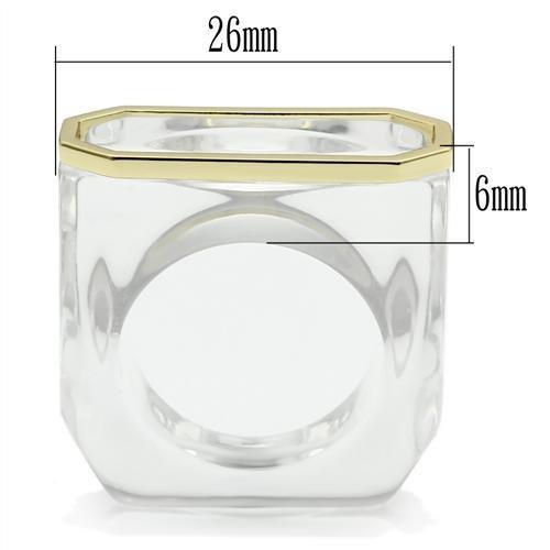 VL016 Gold Brass Ring with Synthetic in Clear - Joyeria Lady