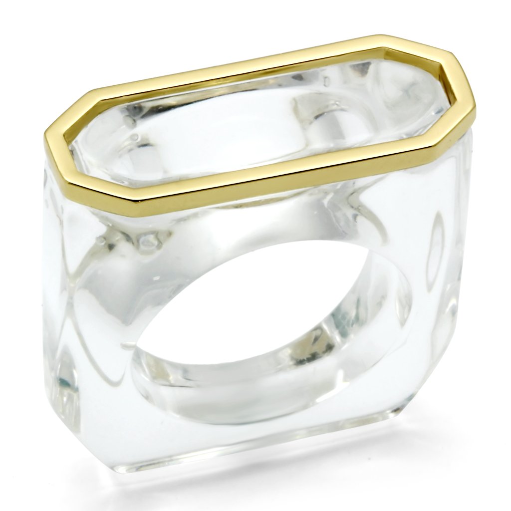 VL016 Gold Brass Ring with Synthetic in Clear - Joyeria Lady