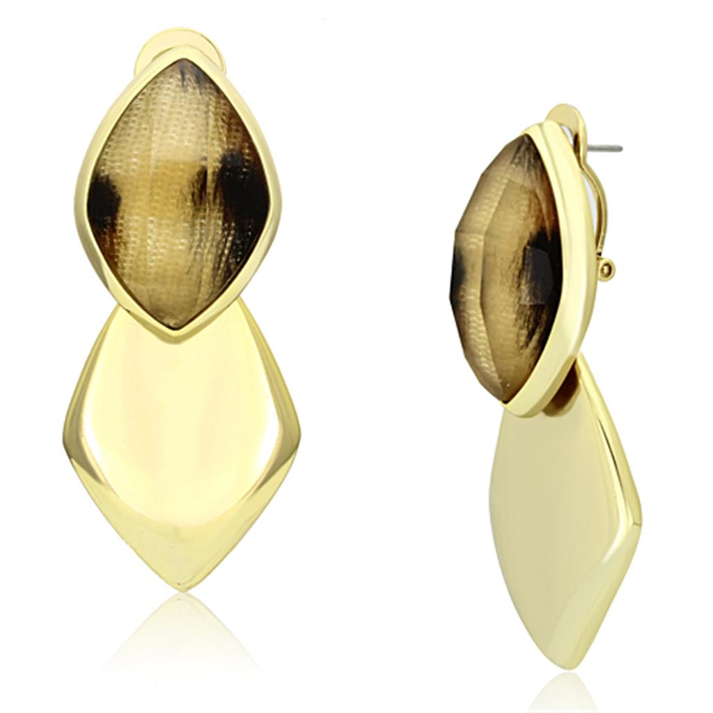 VL073 IP Gold(Ion Plating) Brass Earrings with Synthetic in Animal pattern - Joyeria Lady