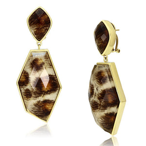 VL074 IP Gold(Ion Plating) Brass Earrings with Synthetic in Animal pattern - Joyeria Lady