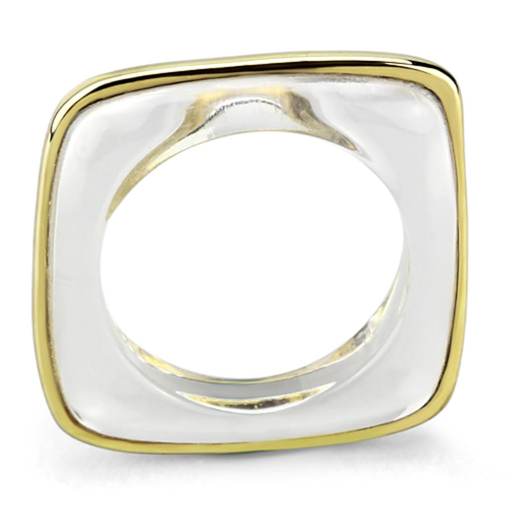 VL081 IP Gold(Ion Plating) Brass Ring with Synthetic in Clear - Joyeria Lady