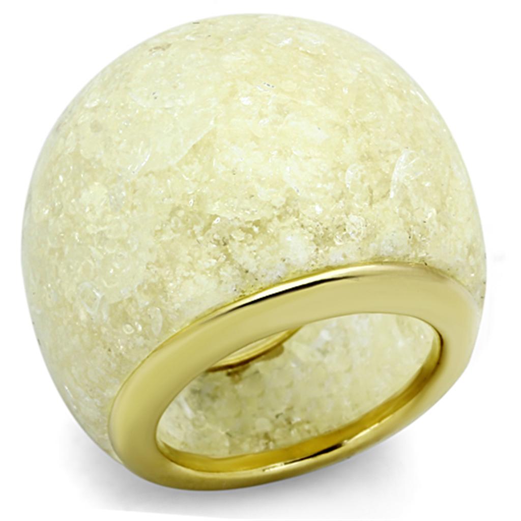 VL109 - IP Gold(Ion Plating) Stainless Steel Ring with Synthetic Synthetic Stone in Citrine Yellow - Joyeria Lady