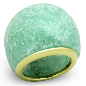 VL110 - IP Gold(Ion Plating) Stainless Steel Ring with Synthetic Synthetic Stone in Emerald - Joyeria Lady