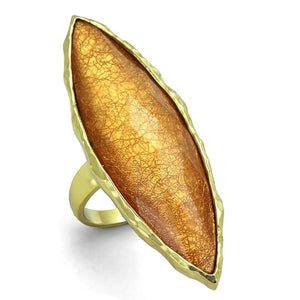 VL120 - IP Gold(Ion Plating) Stainless Steel Ring with Synthetic Synthetic Stone in Orange - Joyeria Lady