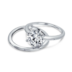 3.5CT Solitaire CZ Engagement Wedding Band Ring Set Sterling Silver