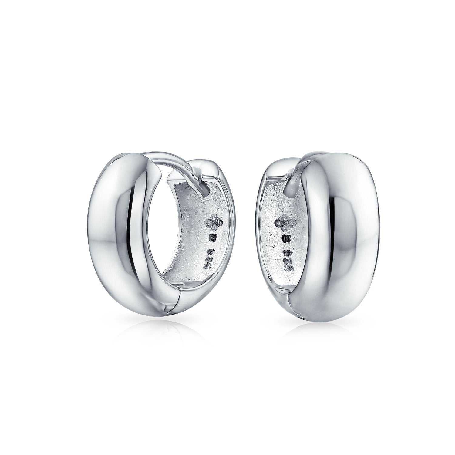 Dome Hinge Kpop Hoop Earrings Rose Gold Plated Sterling Silver - Joyeria Lady