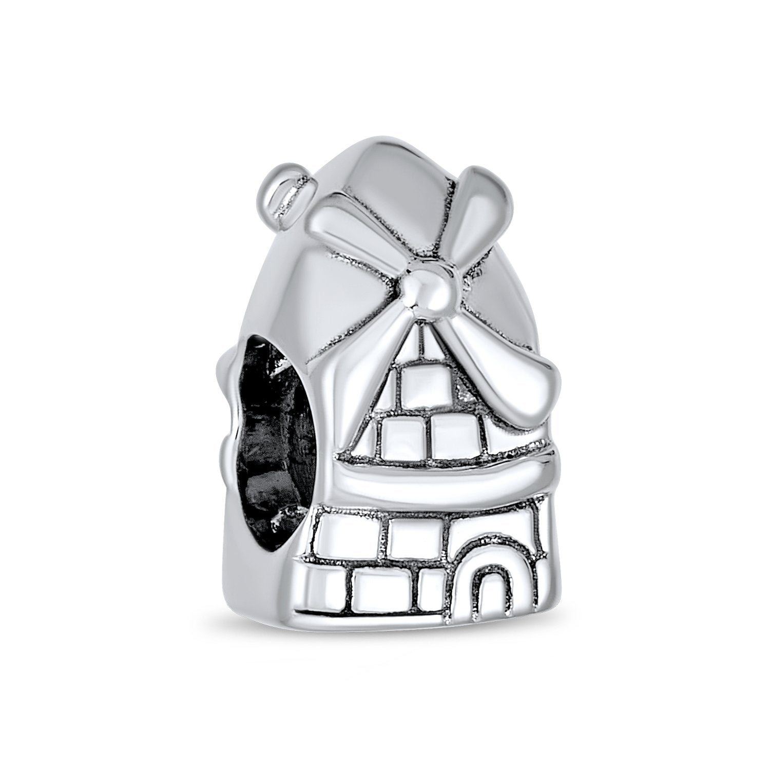 Landmark Dutch Windmill Travel Charm Bead 925 Sterling Silver - Joyeria Lady