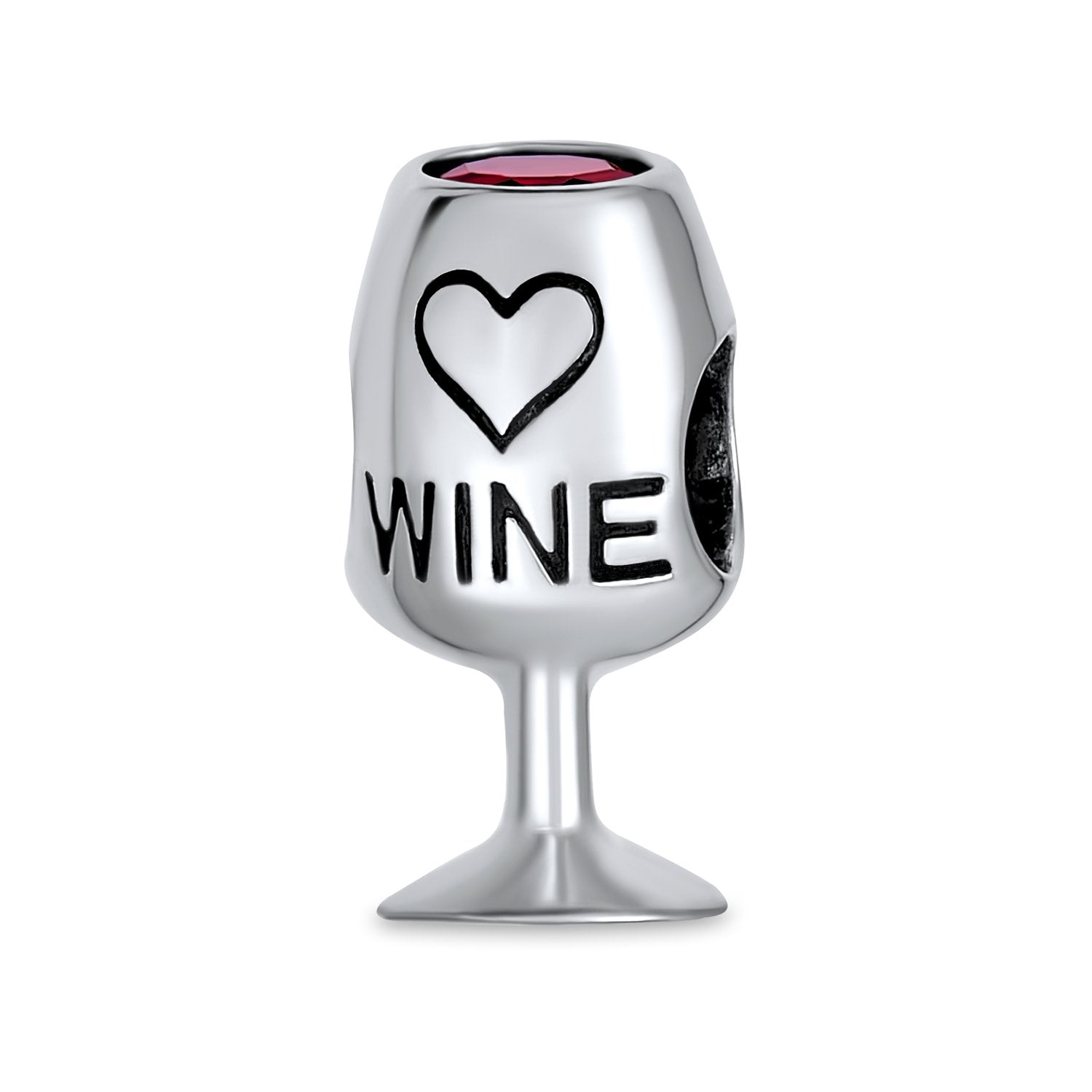 Sommelier Wine Glass Drink Goblet Food Bead Charm Sterling Silver - Joyeria Lady