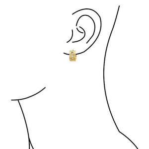 Row Cubic Zirconia Hoop Earrings Gold Plated Stainless Steel
