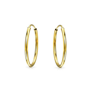 Minimalist Tiny Endless Real 14K Gold Hoop Earrings For Women For Teen