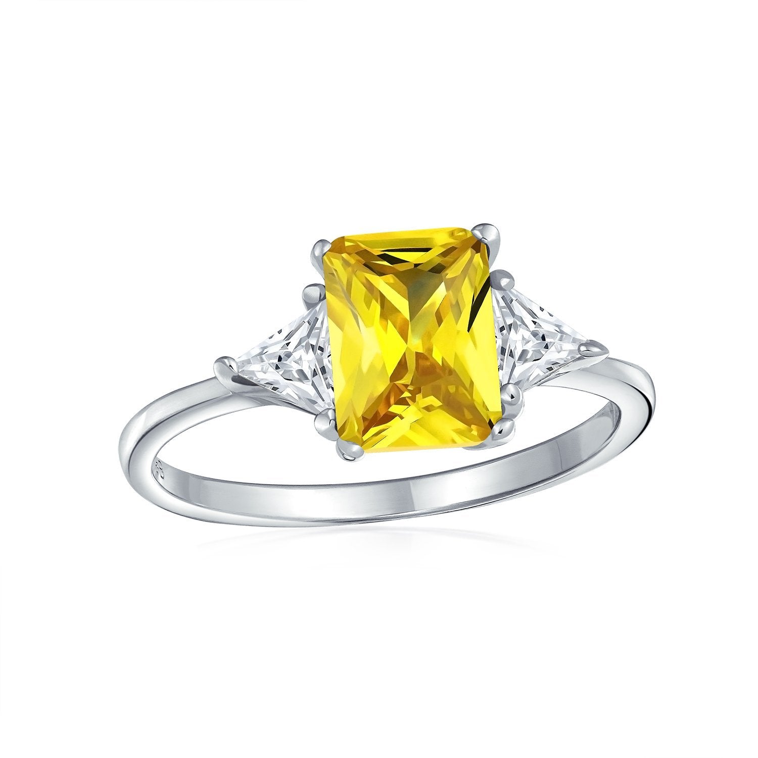 3CT Canary Yellow Princess Cut AAA CZ Engagement Ring Sterling Silver - Joyeria Lady