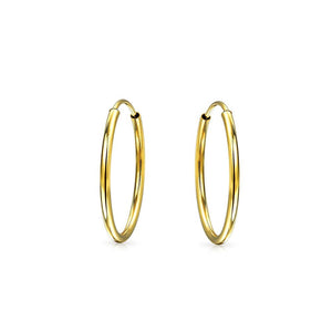 Minimalist Tiny Endless Real 14K Gold Hoop Earrings For Women For Teen